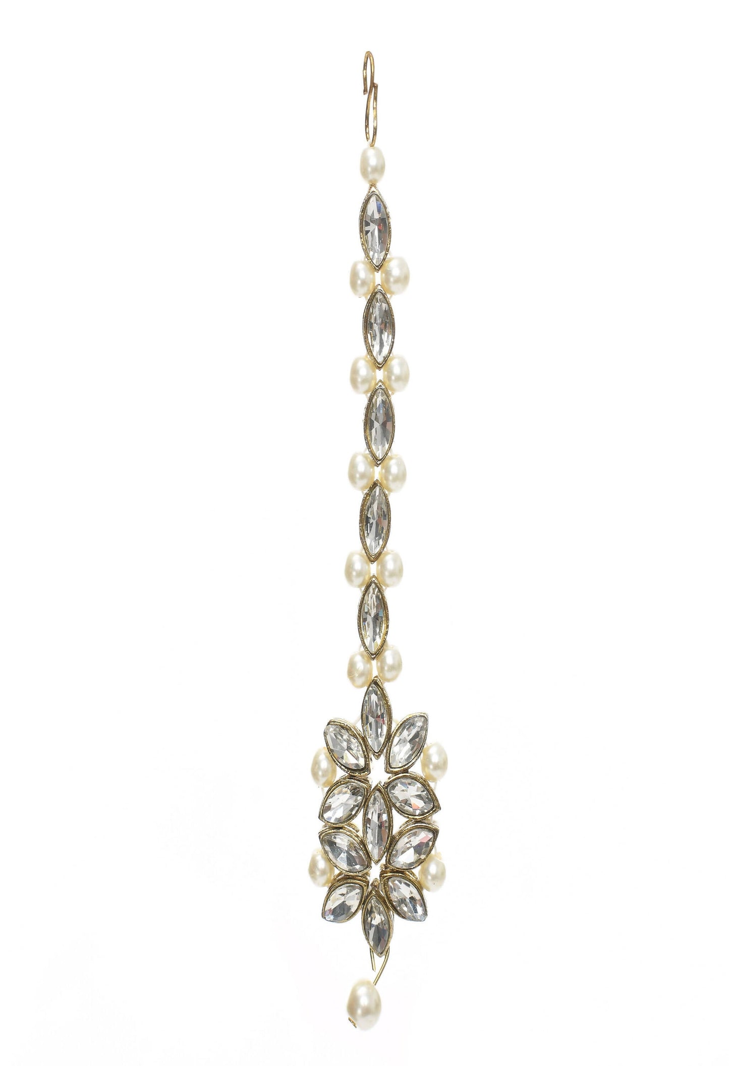 Mominos Fashion Johar Kamal Gold-Polished Brass Finish Kundan/Pearls Choker For Women (White)