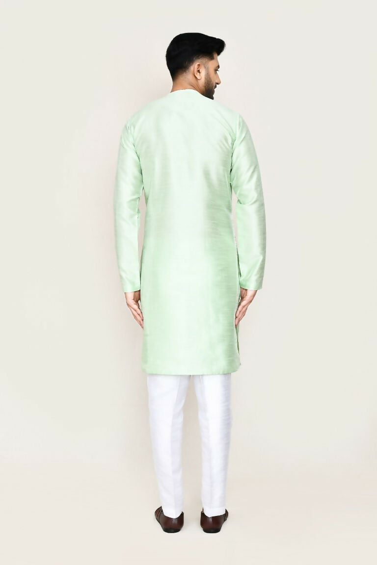 Joban Fashion Green Colored Art Silk Fabric Kurta With Straight Fit Pant