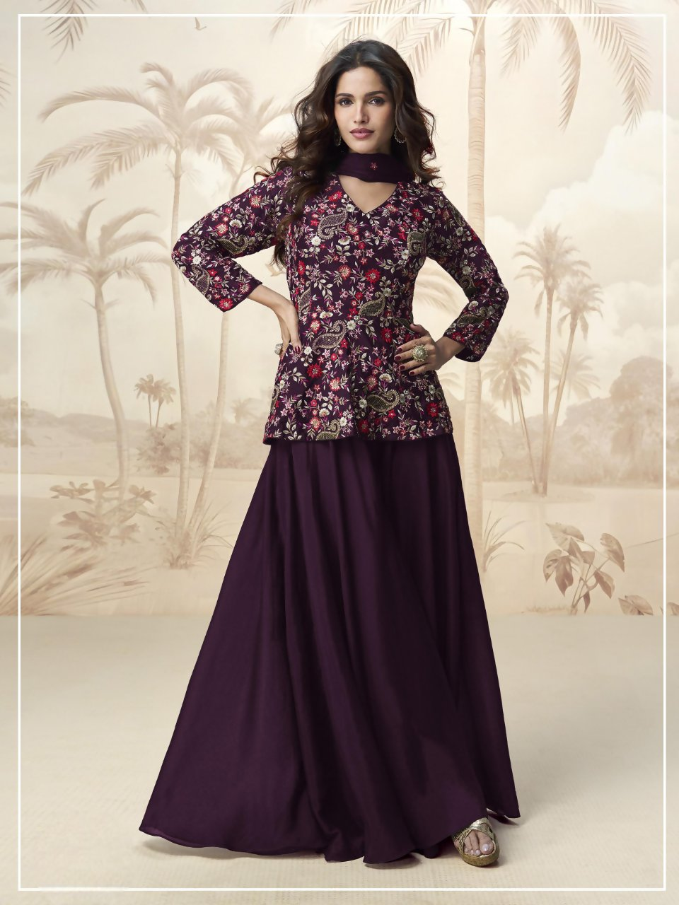 Anaita Purple Chiffon Embroidered With Sequins Work Salwar Suit
