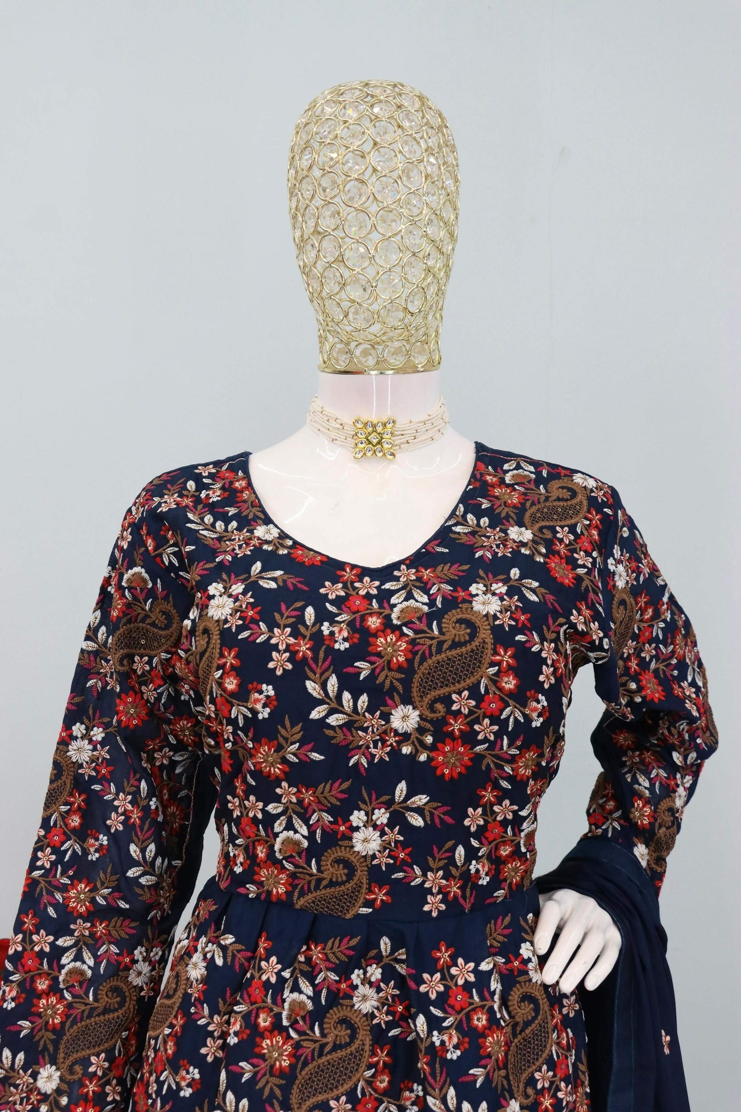 Anaita Blue Chinon Embroidered With Sequins Work Salwar Suit