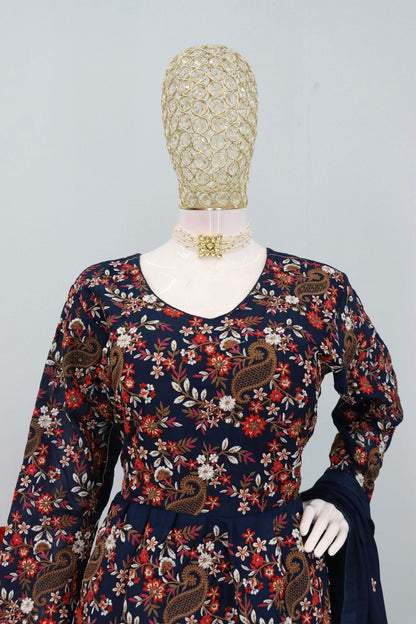 Anaita Blue Chinon Embroidered With Sequins Work Salwar Suit