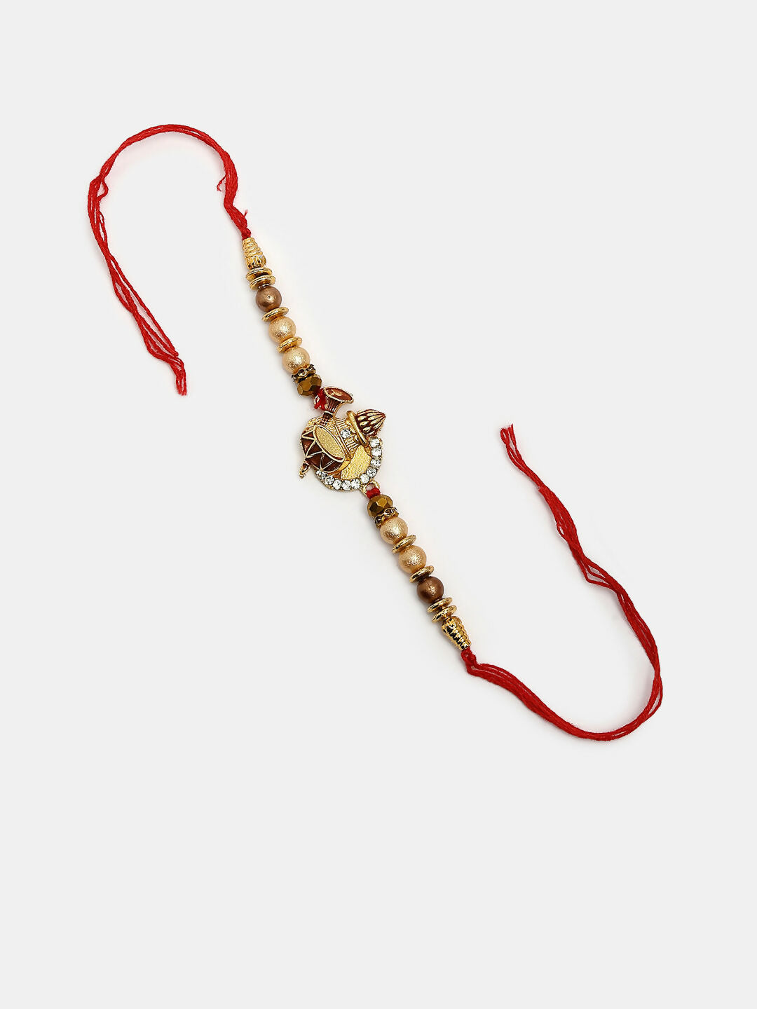 NVR Women & Men Set of 2 Gold Artificial beads Bhaiya Bhabhi Rakhi With Roli Chawal & Chocolate