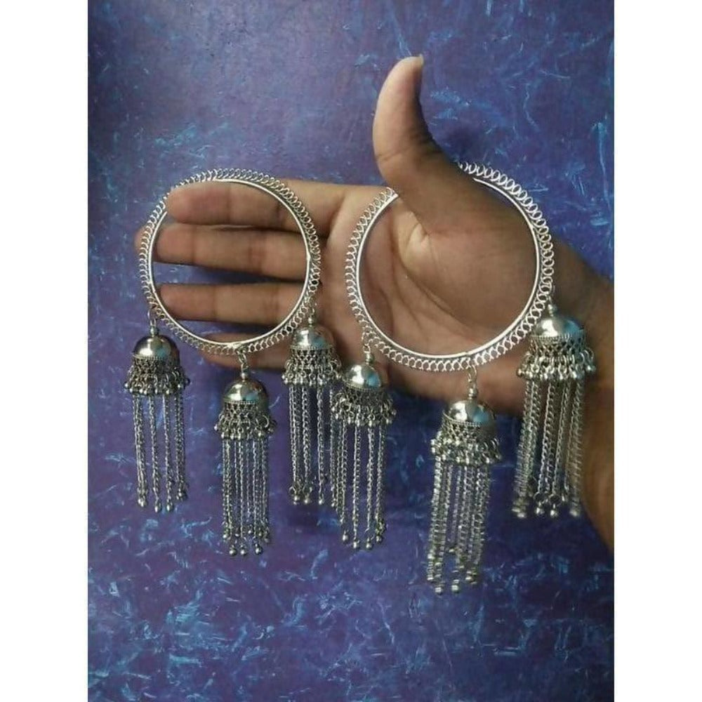 MS Fashion India Silver Latkan Bangles With Jhumkas And Hanging Chains