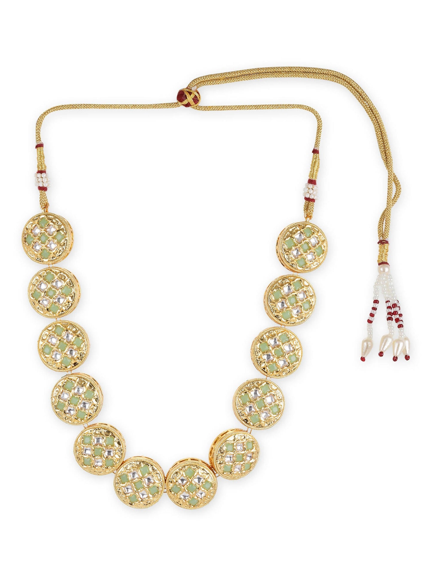 Gold-Toned White Brass Gold-Polished Necklace - Ruby Raang