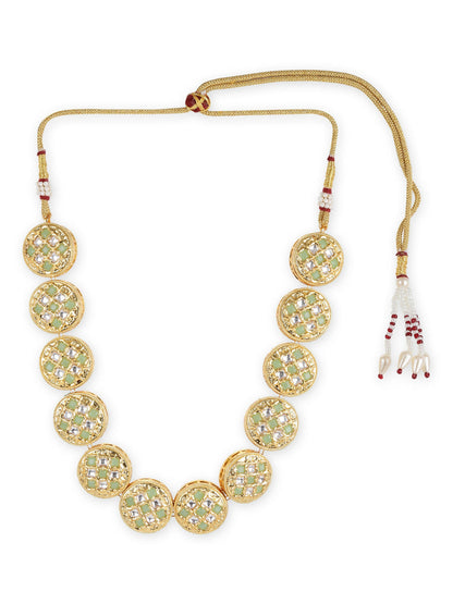 Gold-Toned White Brass Gold-Polished Necklace - Ruby Raang
