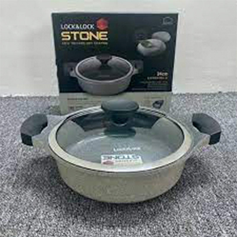 LocknLock Ceramic Marble Coating Stone Casserole With Lid | Non Toxic |20cm, 24cm