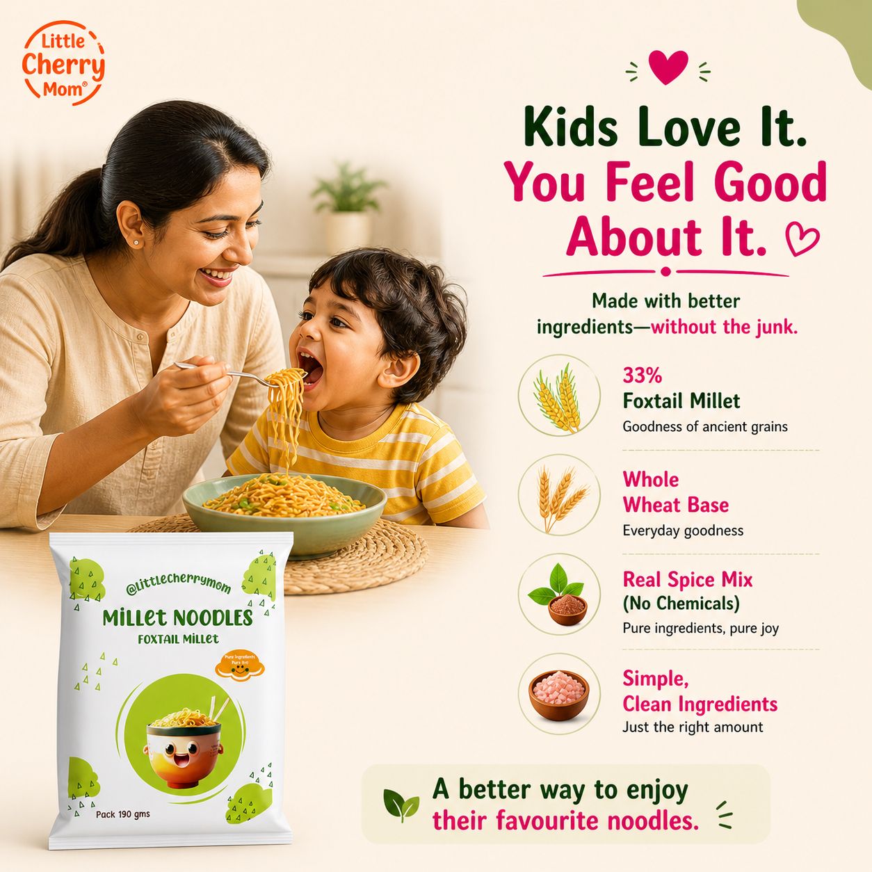 Littlecherrymom Foxtail Millet Instant Noodles
