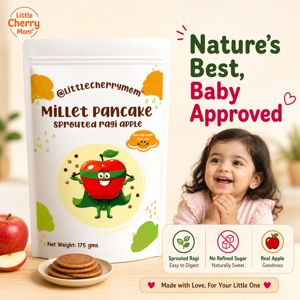 Littlecherrymom Pancake Mix Sprouted Ragi Apple