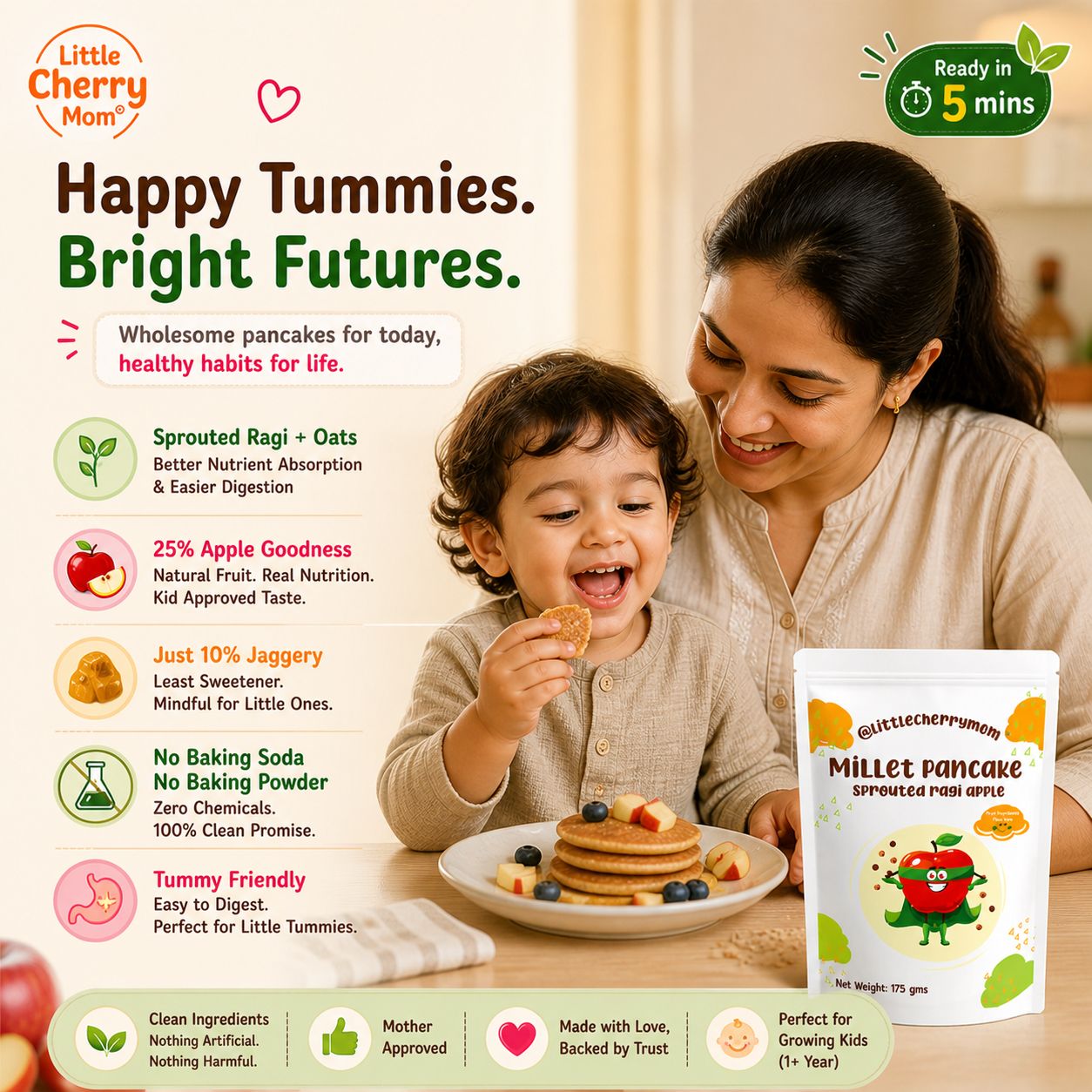 Littlecherrymom Pancake Mix Sprouted Ragi Apple
