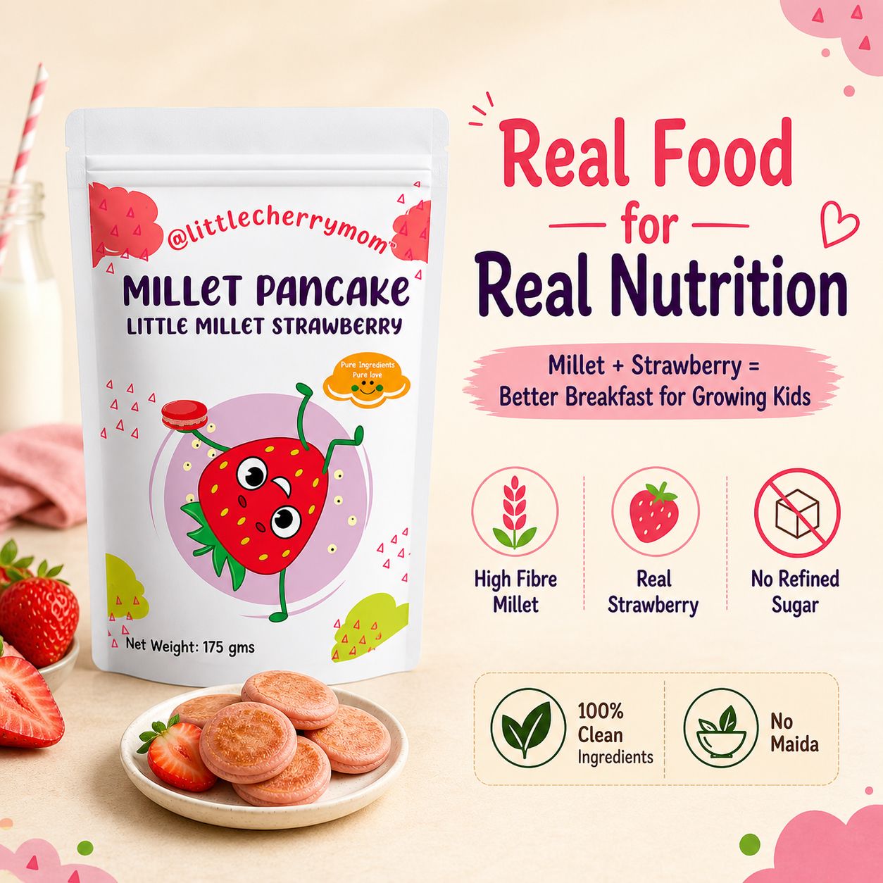 Littlecherrymom Pancake Mix Little Millet Strawberry