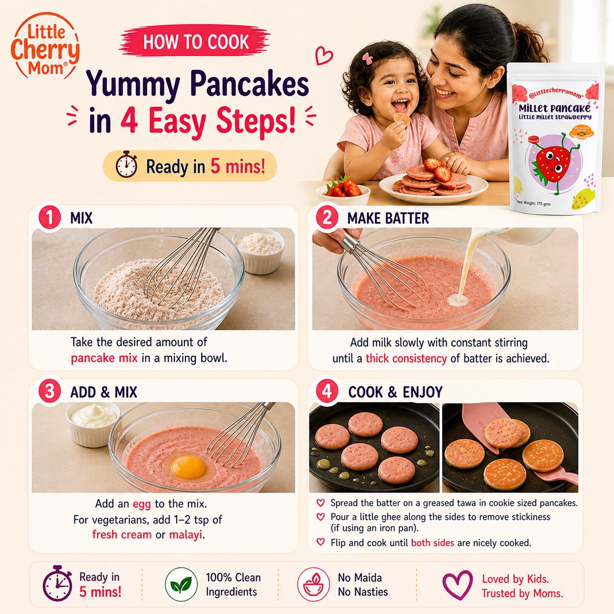 Littlecherrymom Pancake Mix Little Millet Strawberry