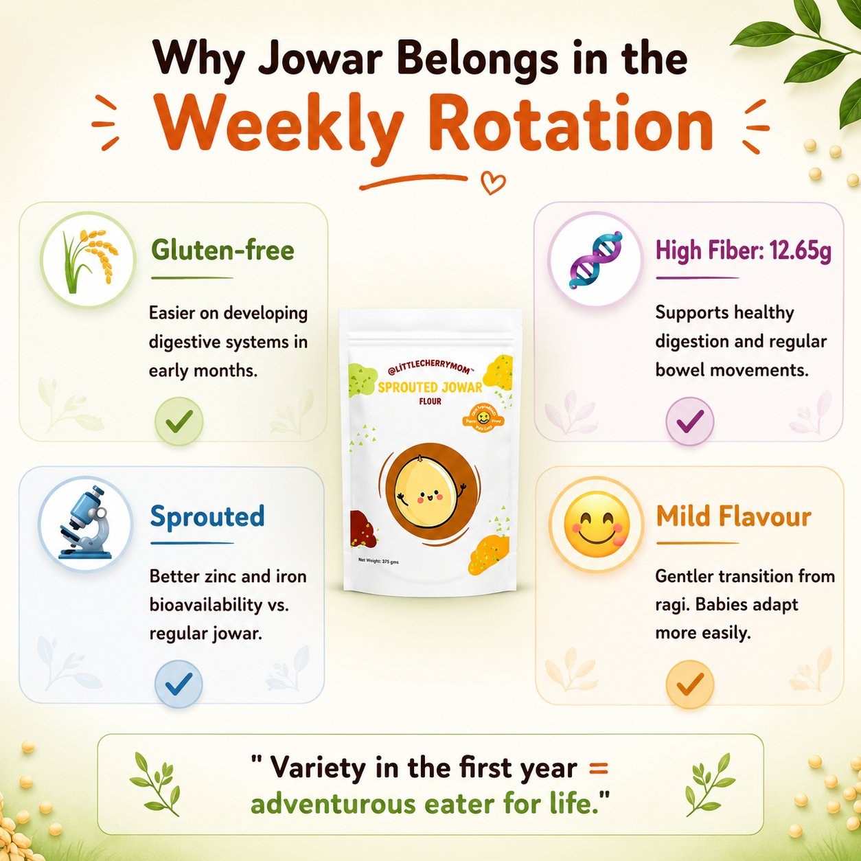 Littlecherrymom Sprouted Jowar Flour