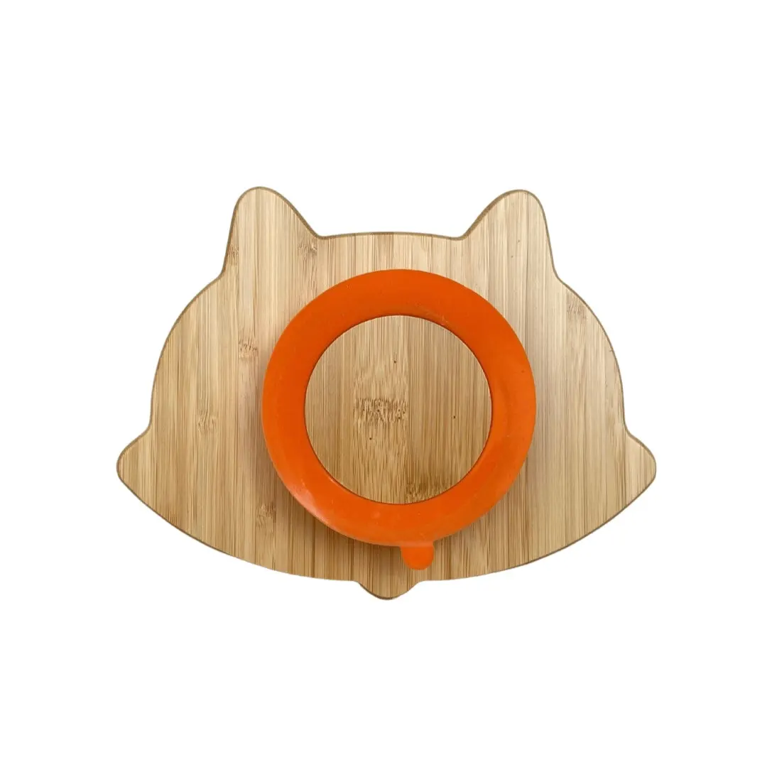 Littlecherrymom Fox Bamboo Suction Plate (With Fork And Spoon)