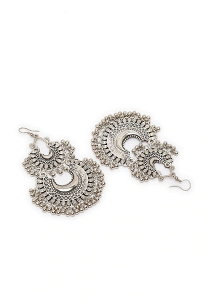 Mominos Fashion Johar Kamal Silver-Plated Chandbali Earrings For Women