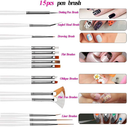 Bronson Professional Nail Art Kit Brush Set Acrylic Uv Polish Brushes Tool Kit