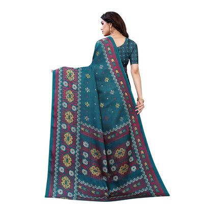 Vamika Printed Jute Silk Green Saree (Namita Green)