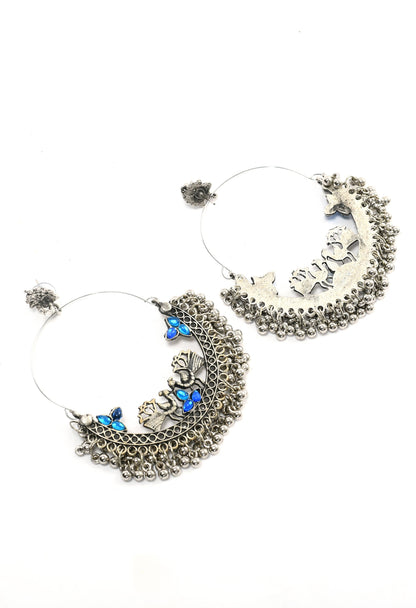 Mominos Fashion Johar Kamal Peacock Design Chandbali Earrings For Women