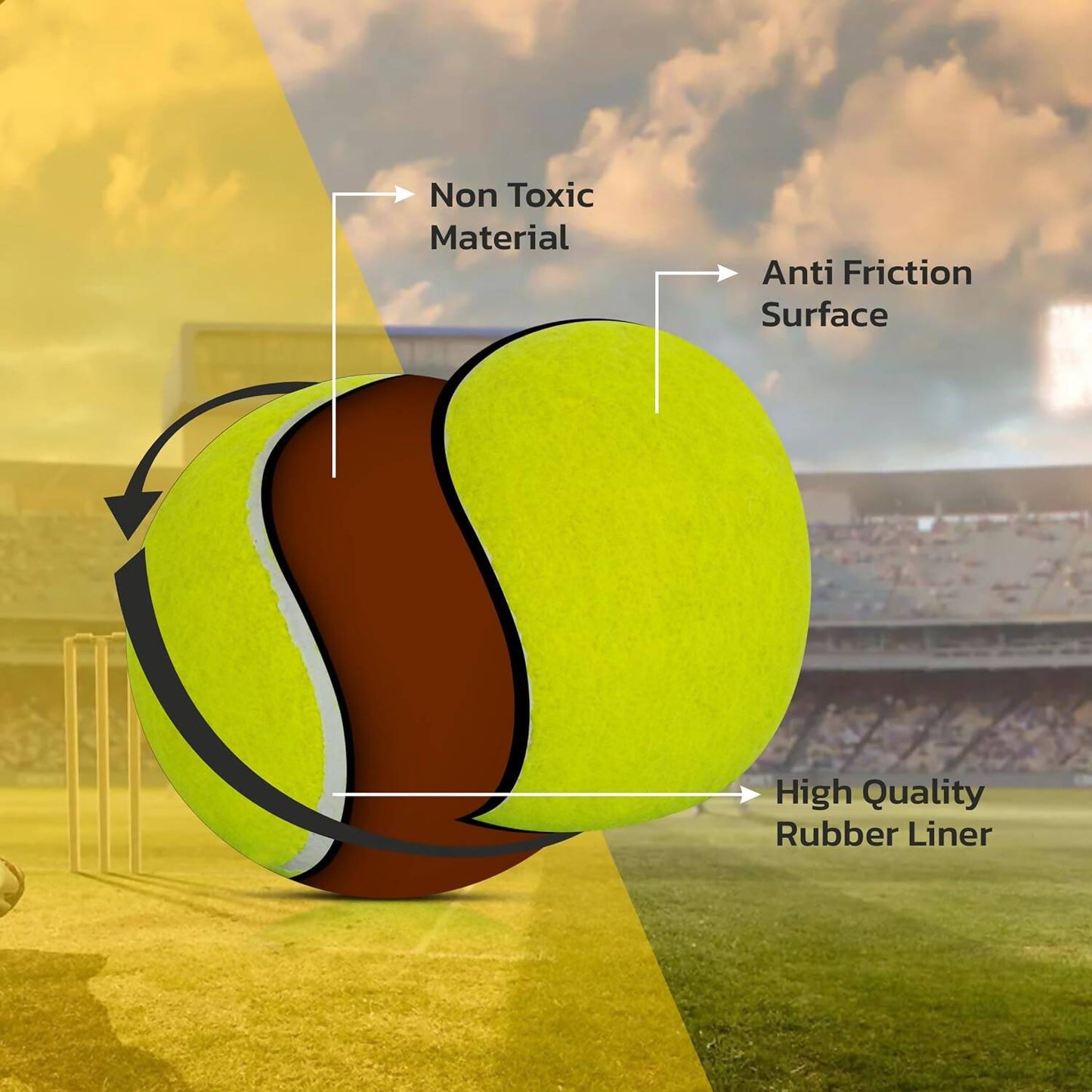 Boldfit Cricket Tennis Ball (Pack of 3)