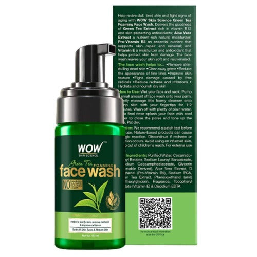 Wow Skin Science Green Tea Foaming Face Wash - 100 ml