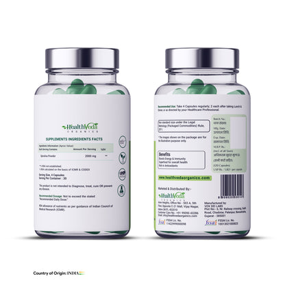 Health Veda Organics Spirulina Capsules 2000mg - 120 tabs