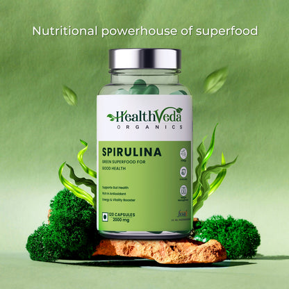 Health Veda Organics Spirulina Capsules 2000mg - 120 tabs