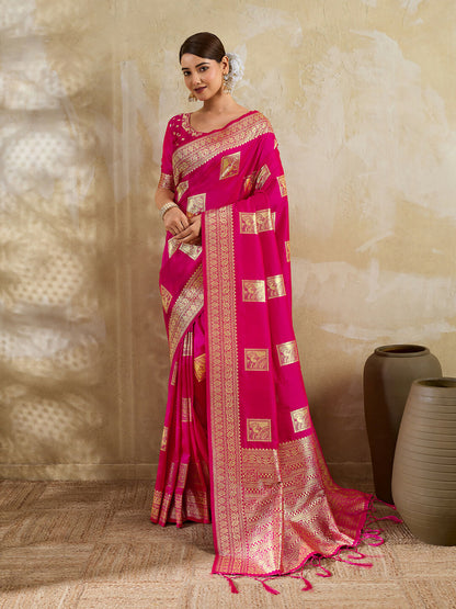 Shree Shyam Fashion Magenta Silk Blend Saree