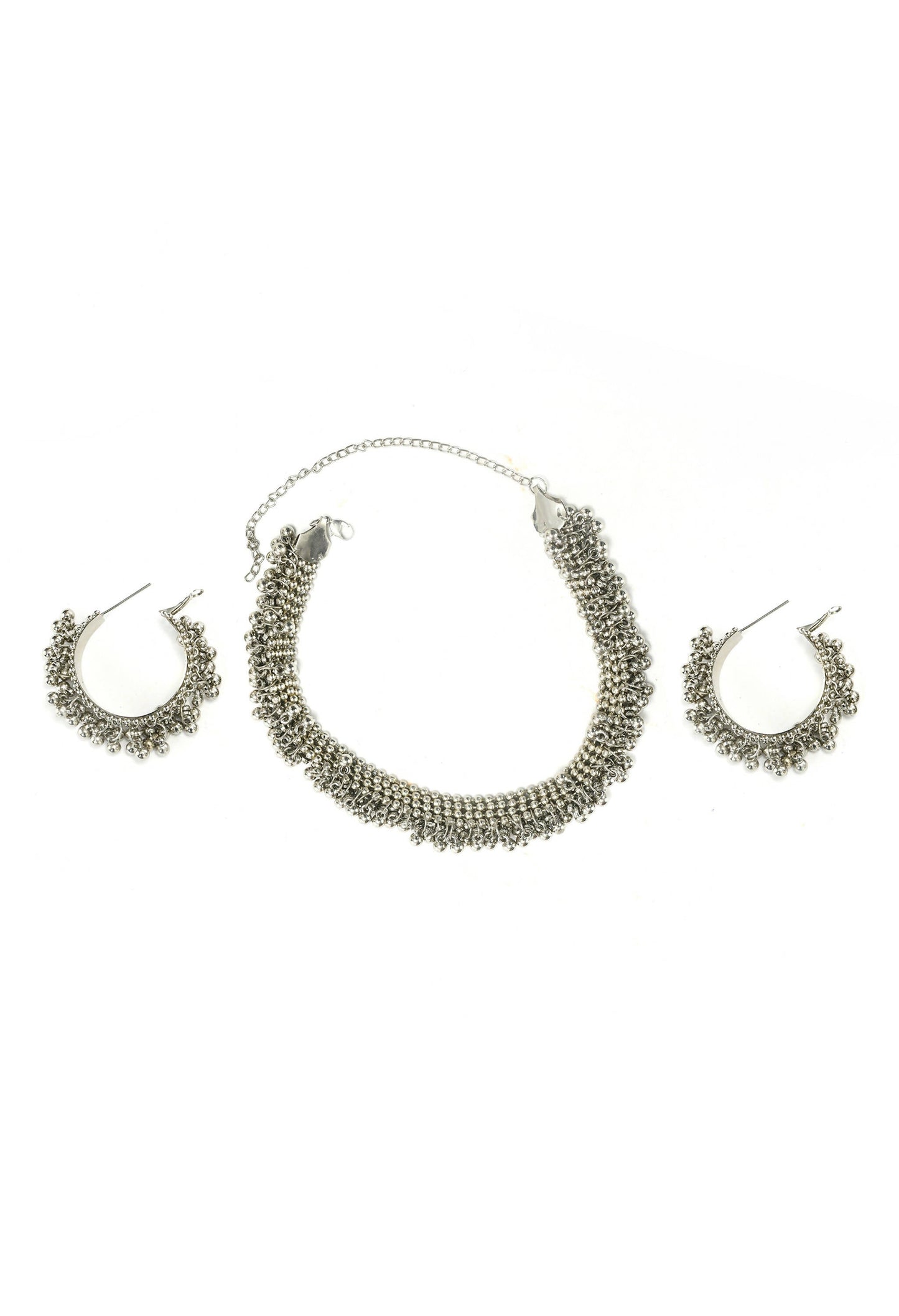 Mominos Fashion Johar Kamal Silver-Plated Brass Finish Ghungroo Work Choker For Women