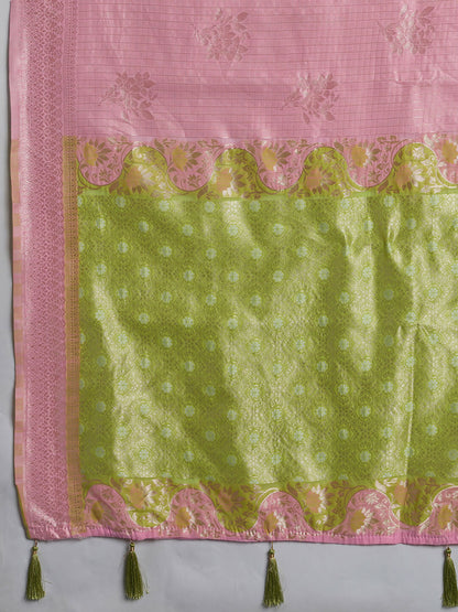 Shree Shyam Fashion Pink Linen Cotton Saree