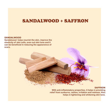 Kimayra Sandalwood + Saffron Face Pack Powder For Brighter Skin Tone, Helps In Anti-Ageing & Soothes Skin