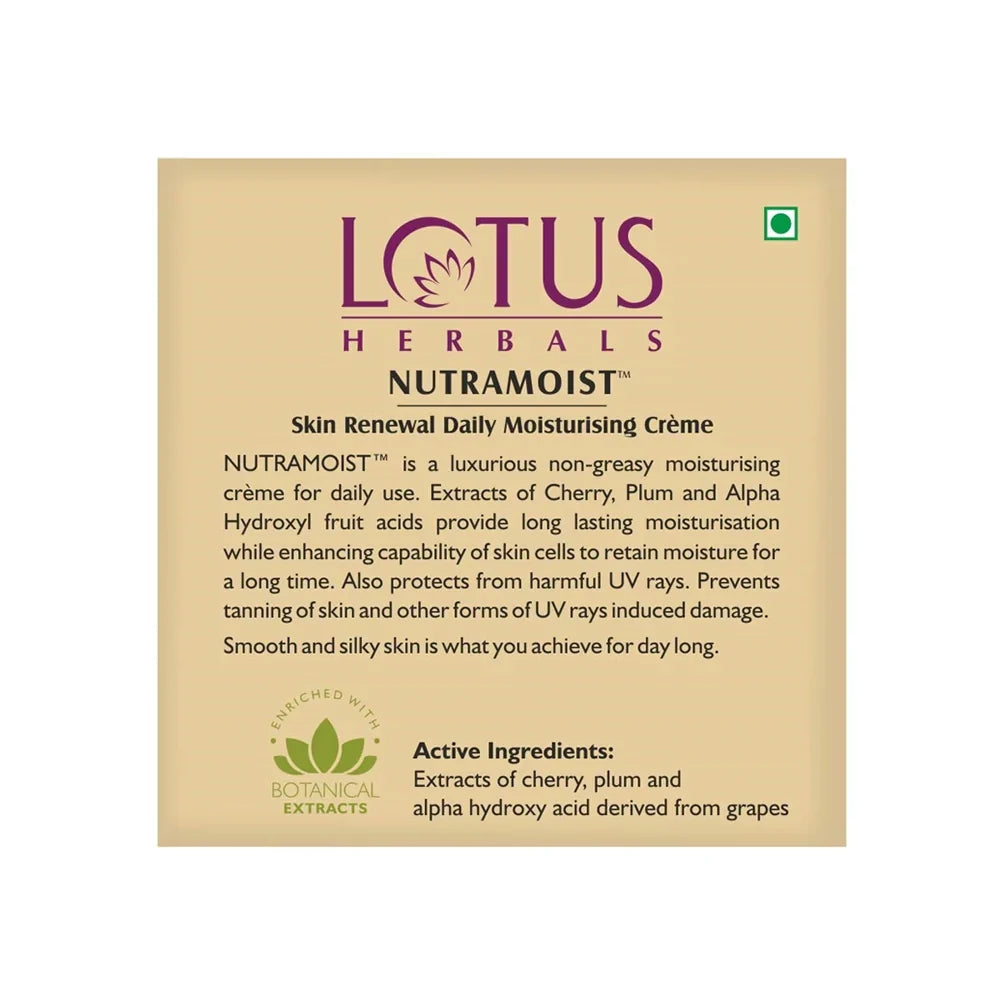 Lotus Herbals Nutramoist Skin Renewal Daily Moisturising Creme SPF 25 - 50 gms