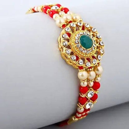 American Diamond Motif Rakhi and Cadbury Silk Chocolates