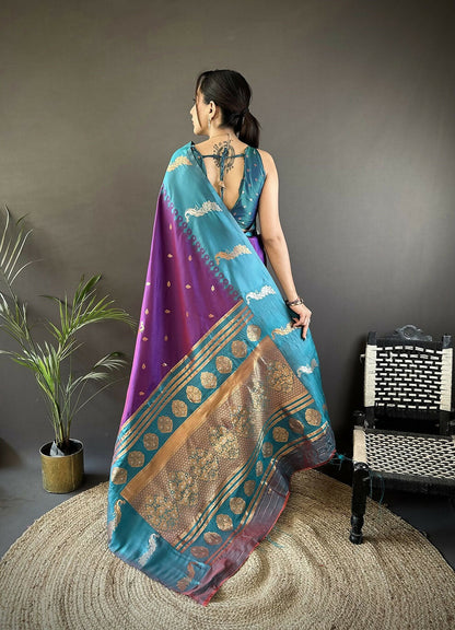 Joban Fashion Teal Peacock,Butti Banarasi Silk Sarees