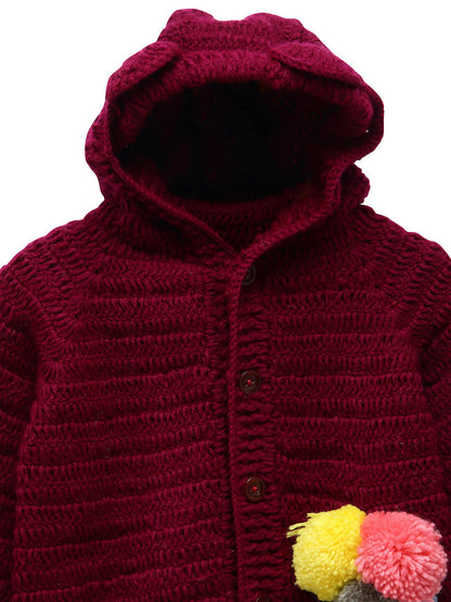 Chutput Kids Maroon Coloured Solid Pullover Sweater