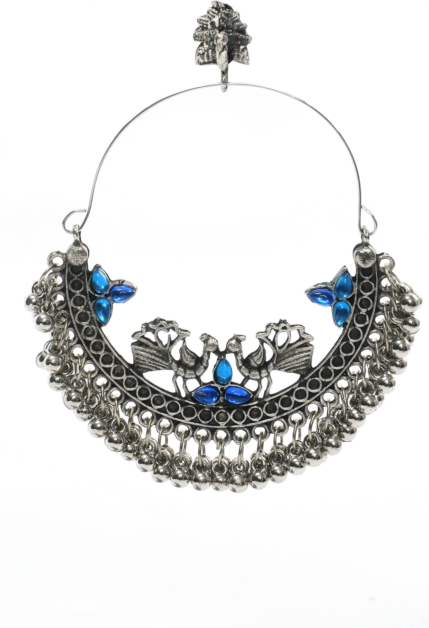 Mominos Fashion Johar Kamal Peacock Design Chandbali Earrings For Women