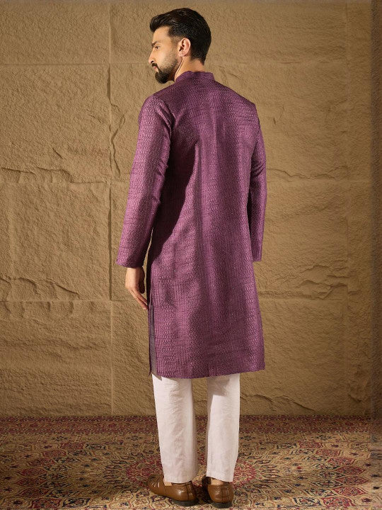 Anouk Men Embroidered Kurta Purple