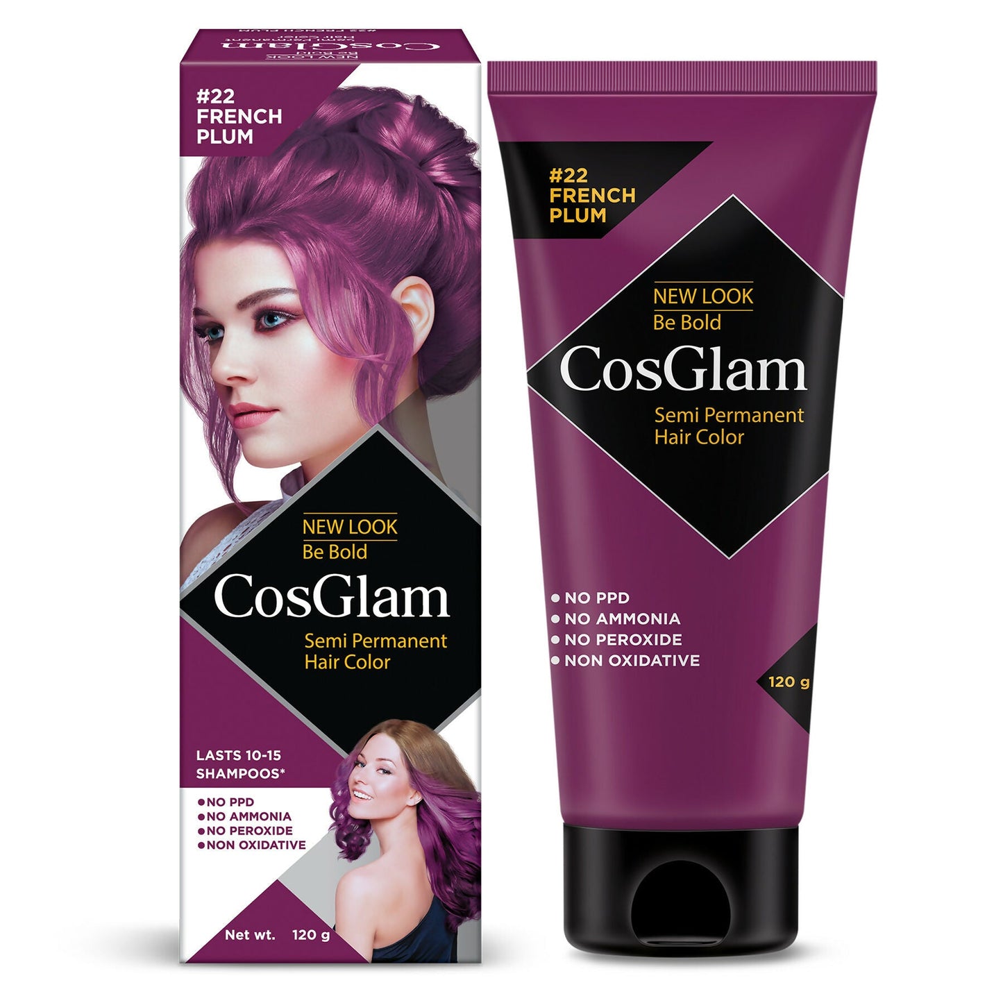 Cosglam Semi Permanent Hair Color for Women & Men (#22 French Plum)