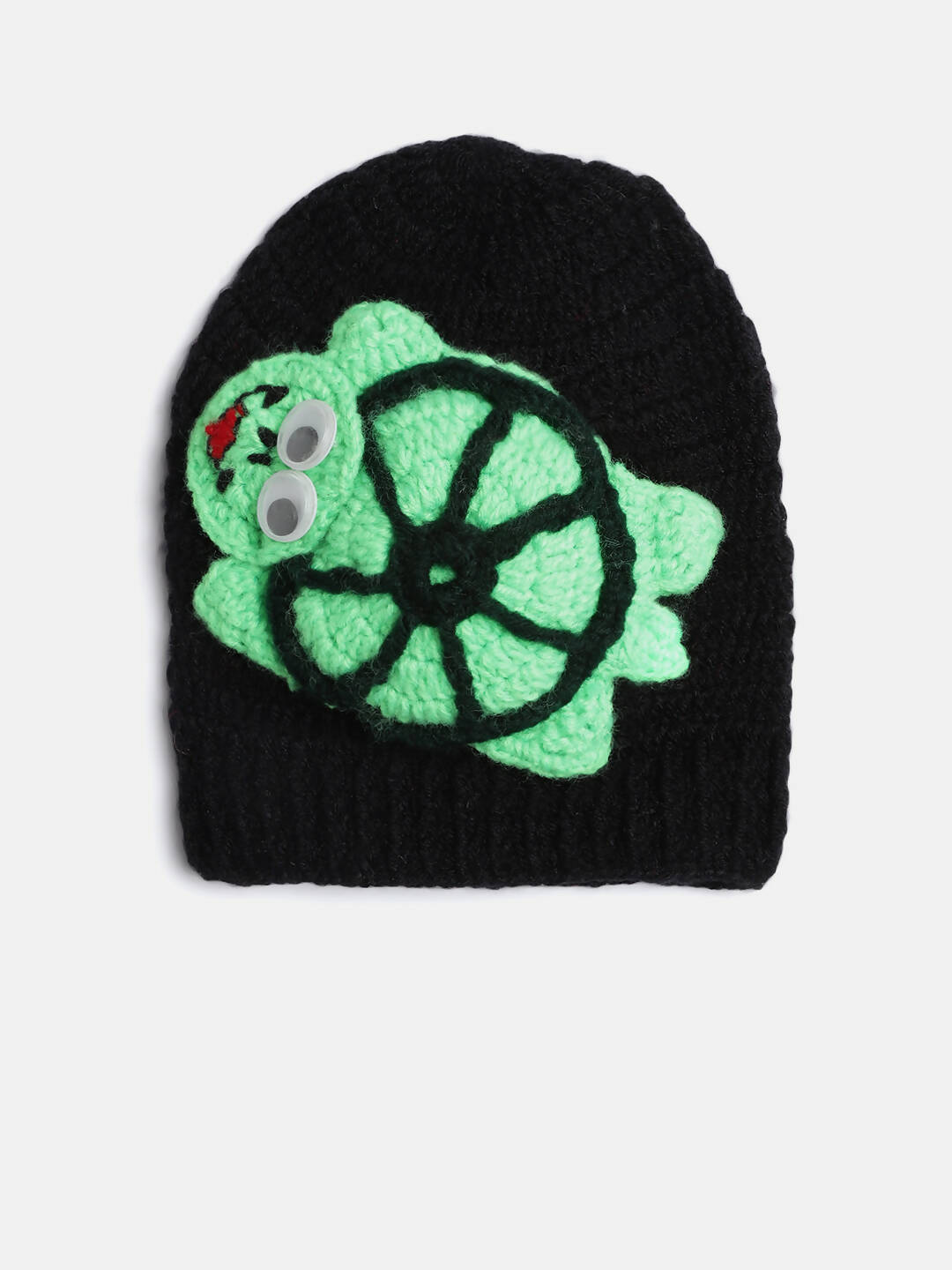 Chutput Kids Woollen Hand Knitted Monster Face Detail Cap - Black