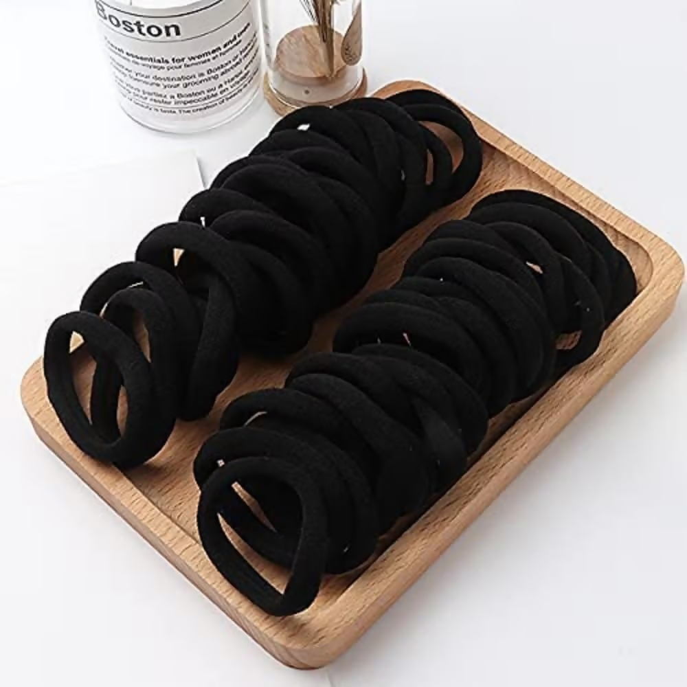 Bronson Professional Hair Rubber Bands Ponytail Holder with Storage Box - Black
