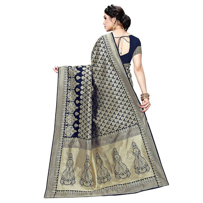 Vamika Navy Banarasi Jacquard Weaving Saree