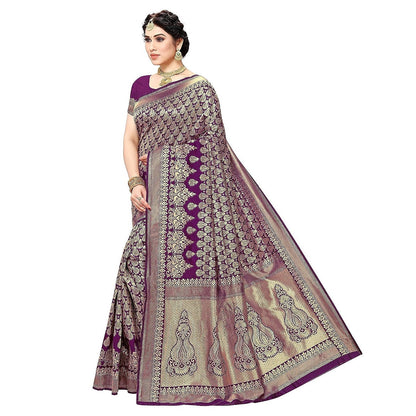 Vamika Purple Banarasi Jacquard Weaving Saree