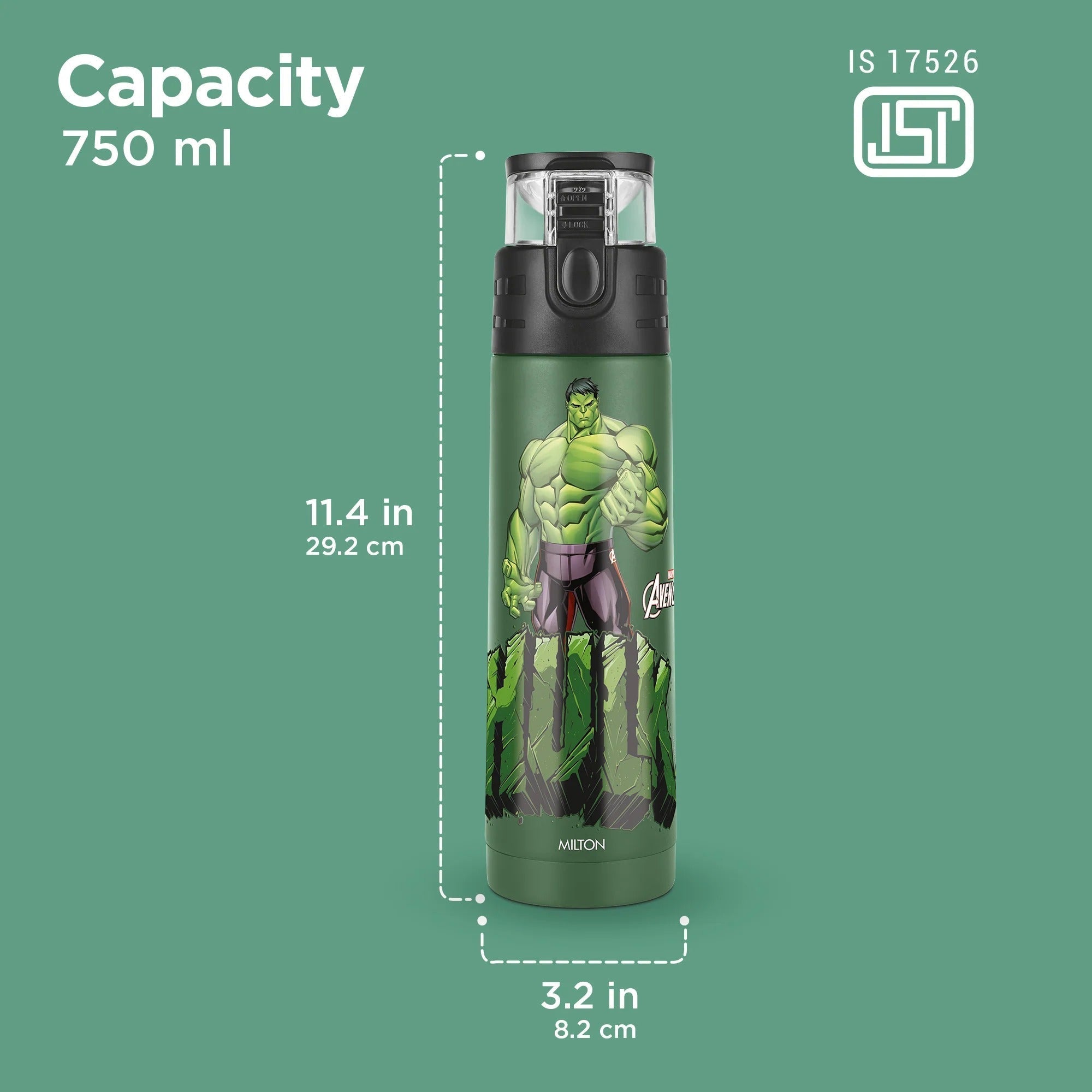 Milton Marvel Mighty Hulk Thermosteel Bottle - 750ml