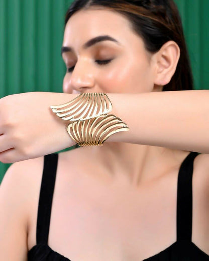 VOJ Pack of 3 Bracelet - Gold, Silver and Black Tonned Kada Bracelet.