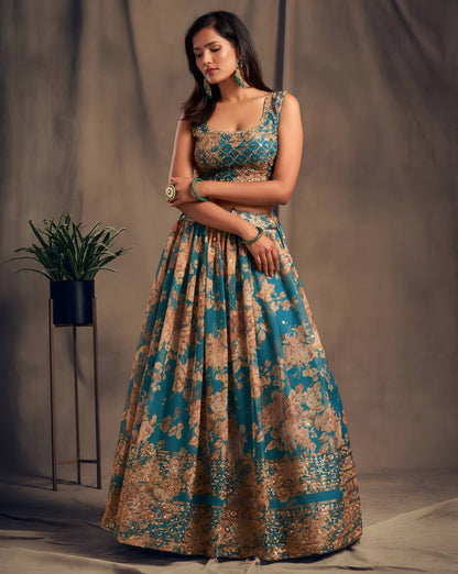 Lehenga Mart Designer Bollywood Style Wedding Wear Lehenga Choli - Blue