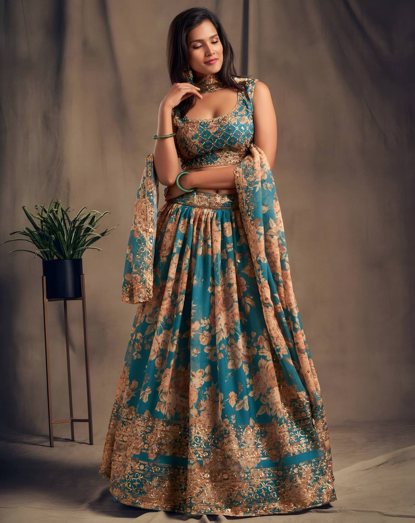 Lehenga Mart Designer Bollywood Style Wedding Wear Lehenga Choli - Blue