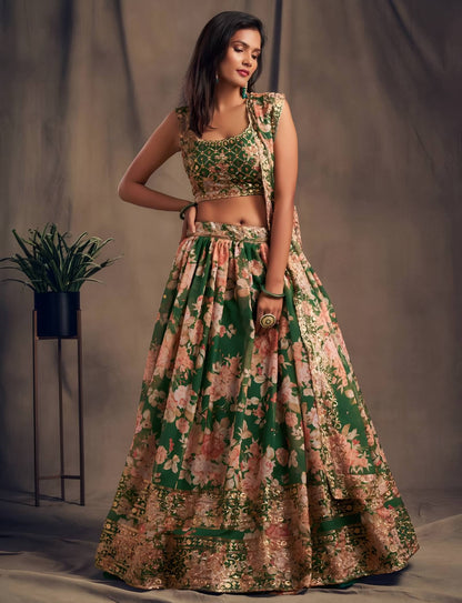 Lehenga Mart Designer Bollywood Style Wedding Wear Lehenga Choli - Green