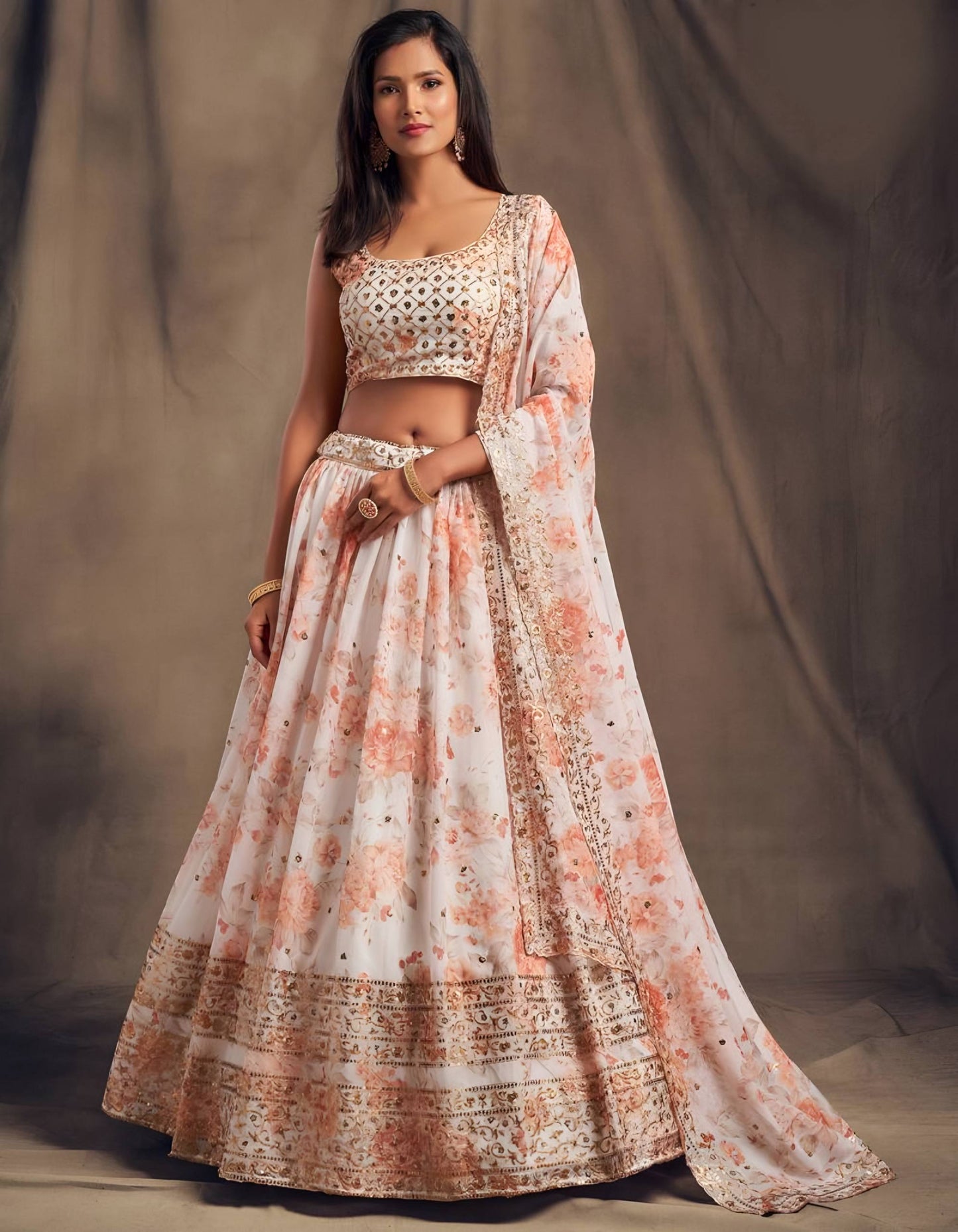Lehenga Mart Designer Bollywood Style Wedding Wear Lehenga Choli - White