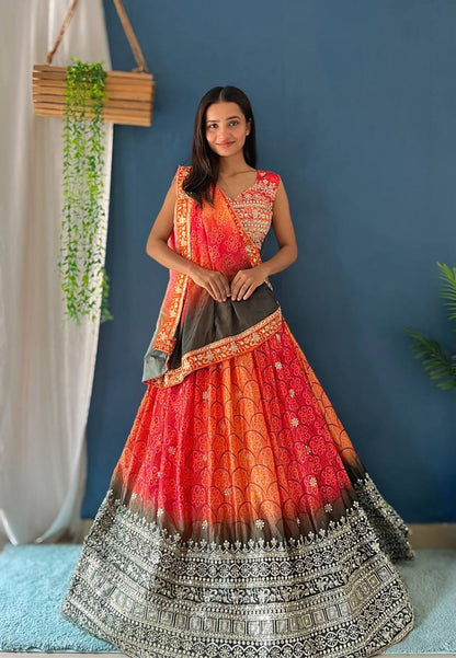 Lehenga Mart Designer Bollywood Style Wedding Wear Lehenga Choli - Orange
