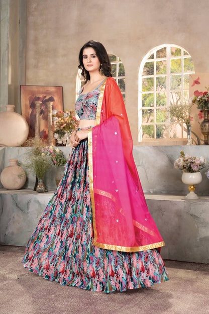 Lehenga Mart Designer Bollywood Style Wedding Wear Lehenga Choli - Multicolor