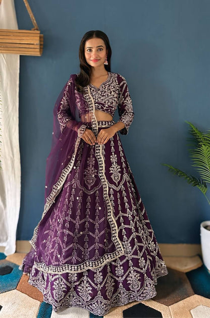 Lehenga Mart Designer Bollywood Style Wedding Wear Lehenga Choli - Purple