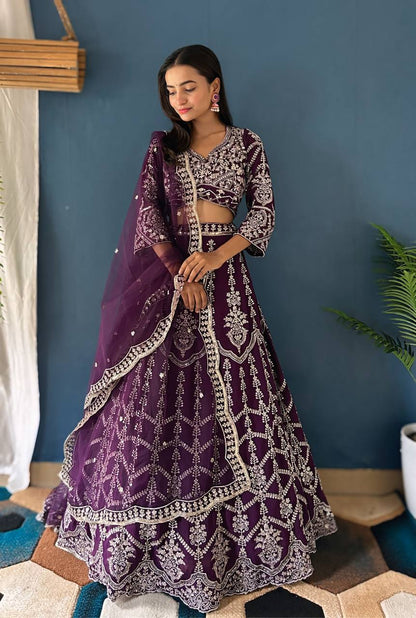 Lehenga Mart Designer Bollywood Style Wedding Wear Lehenga Choli - Purple